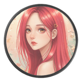 A beautiful girl exuding grace in nature eishockey puck