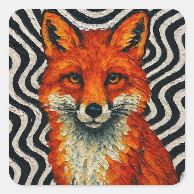 A beautiful red fox  quadratischer aufkleber (Vorderseite)