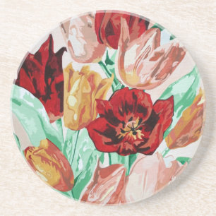 A Beautifully Bold Floral Bouquet of Tulips Sandstein Untersetzer