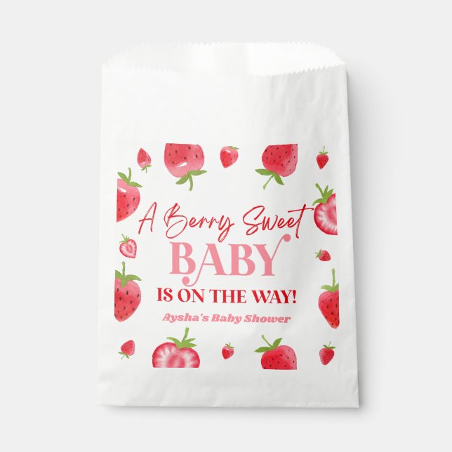 A Berry Sweet Baby Strawberry Baby Shower Geschenktütchen (Vorderseite)