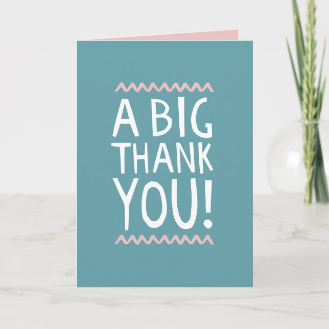 A big thank you card trendy typographic pastel karte (Vorderseite)