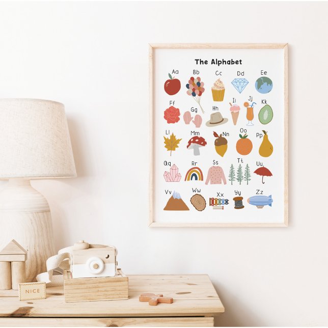 A bis Z Alphabet Kinderkinderzimmer Bildung Poster (In-Context, Kids room)