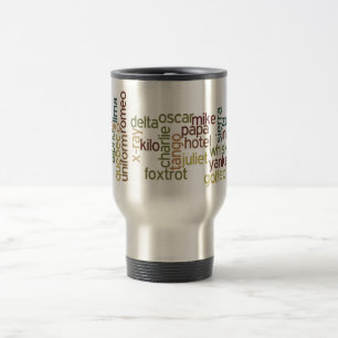 A bis z-Lautalphabet-Telefonie (Wordle) Reisebecher