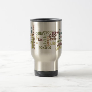 A bis z-Lautalphabet-Telefonie (Wordle) Reisebecher