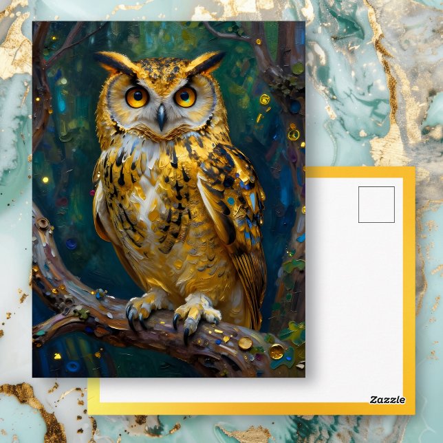 A Blue and Gold Owl |m Keeping in Touch Postkarte (Von Creator hochgeladen)