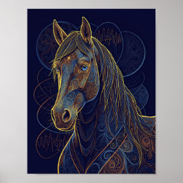 A blue fractal horse dreams poster
