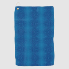 A blue towel with a subtle dotted pattern hangs golfhandtuch