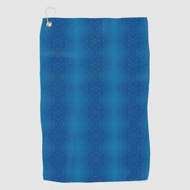 A blue towel with a subtle dotted pattern hangs  golfhandtuch (Vorderseite)