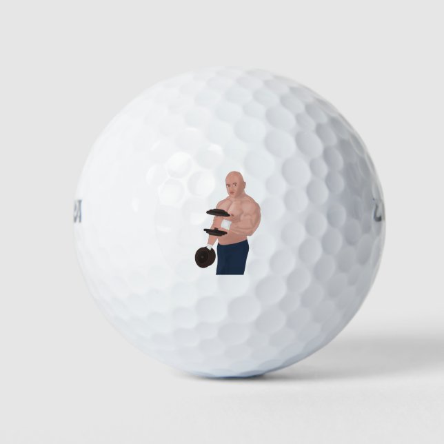 A bodybuilder daddy training with dumbbells golfball (Vorderseite)