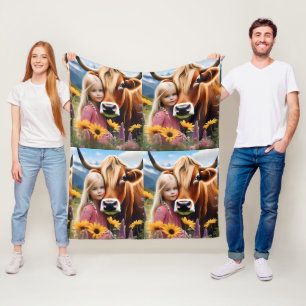 **"A Bond of the Highlands: A Child and her Cow"** Fleecedecke
