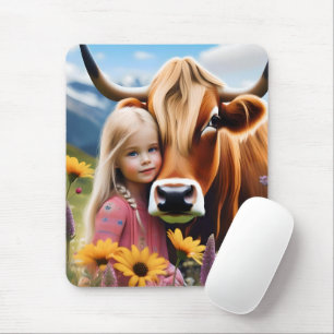 **"A Bond of the Highlands: A Child and her Cow"** Mousepad