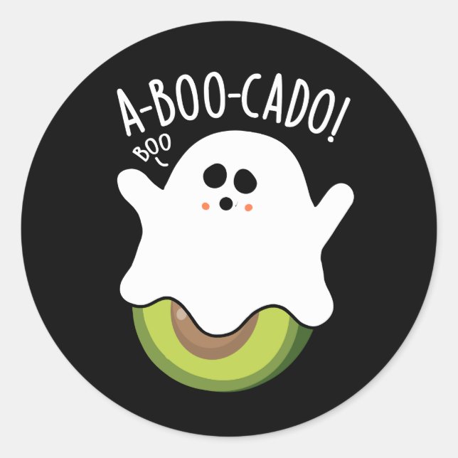 A-boo-cado Funny Avocado Pun Dark BG Runder Aufkleber (Vorderseite)