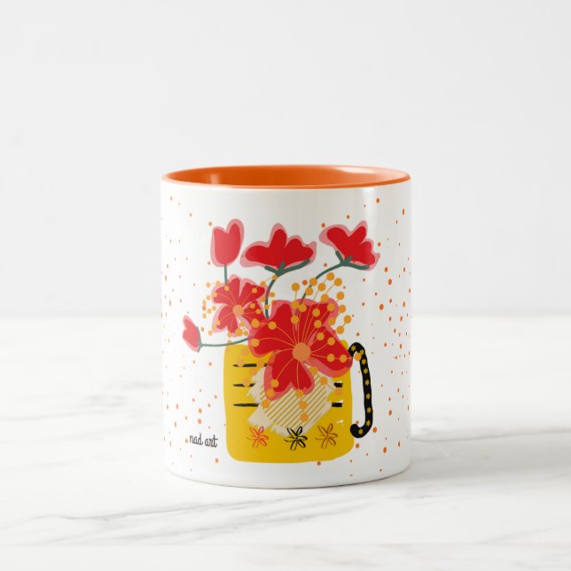 A bouquet flowers Two-Tone coffee mug Zweifarbige Tasse (Mittel)