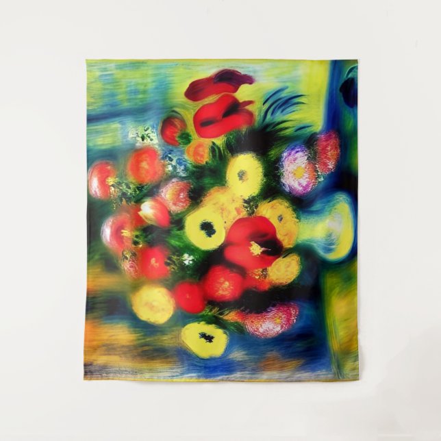 A bouquet of flowers in a vase. wandteppich (Vorderseite)