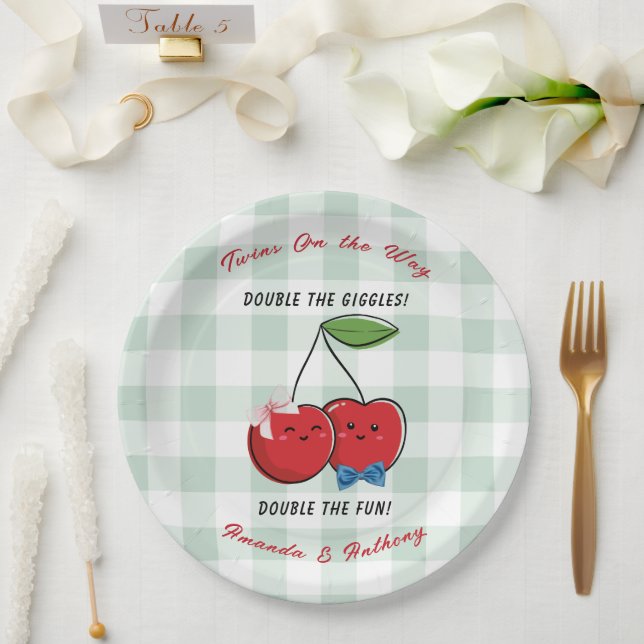 A Boy and Girl Twins Baby Shower  Pappteller (Hochzeit)