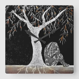 A Branch of Life to Contemplate Quadratische Wanduhr