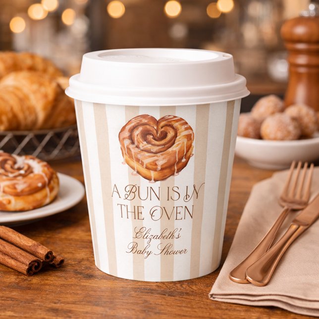 A Bun in the Oven Cinnamon Roll Theme Baby Shower Pappbecher (A Bun in the Oven Cinnamon Roll Theme Baby Shower Paper Cups)