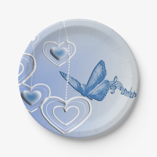 A butterfly and hearts pappteller (Vorderseite)
