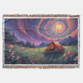 A camping scene throw blanket  decke
