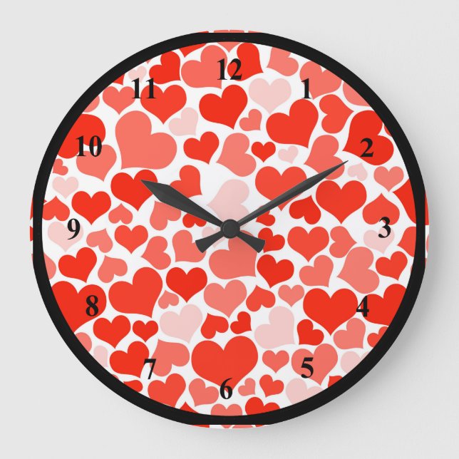 A Cascade of Love -  Hearts Pattern Große Wanduhr (Vorderseite)
