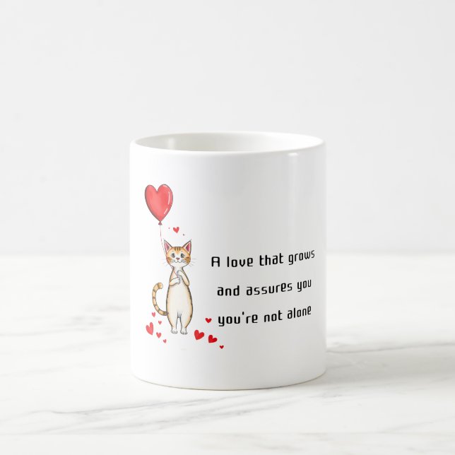 A Cat Holding a Heart Balloon Kaffeetasse (Mittel)