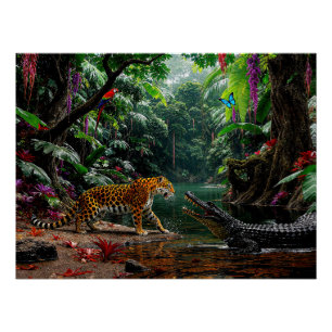 "A Chance Encounter" - Portrait über bunte Wildtie Poster