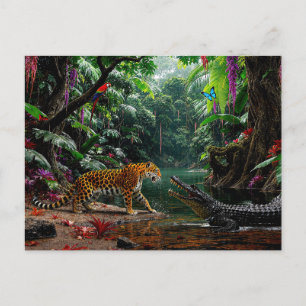 "A Chance Encounter" - Portrait über bunte Wildtie Postkarte