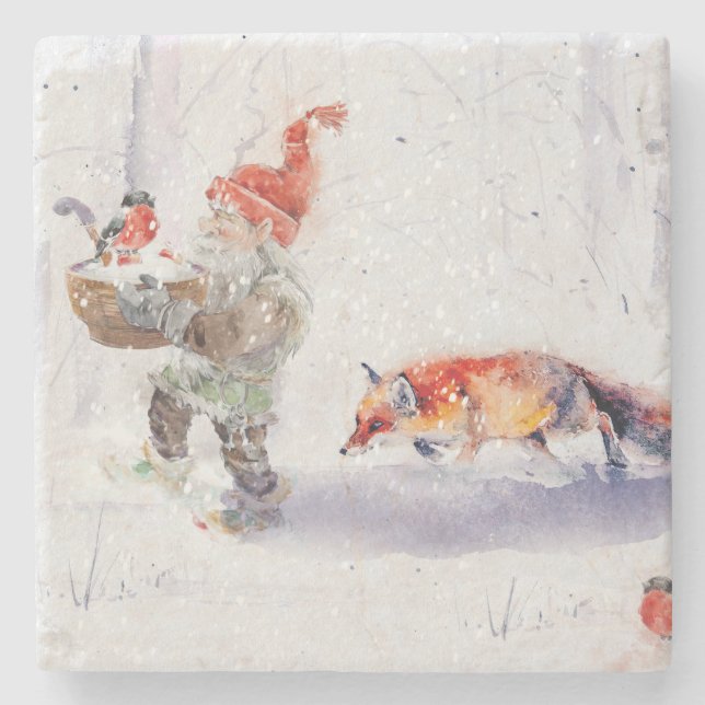 A charming Scandinavian winter scene  Tack Kort Steinuntersetzer (Vorderseite)