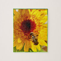 A cheerful flower with a busy bee puzzle. 