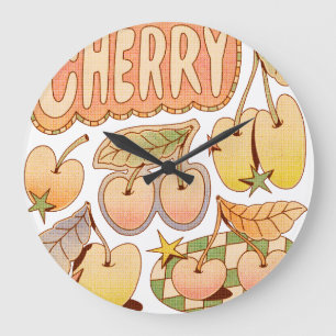 A Cherry / Cherry Illustrations Große Wanduhr