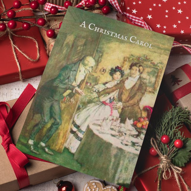 A Christmas Carol Dickens Scrooge Christmas Karte (This vintage "A Christmas Carol" invitation shows Scrooge arriving at his nephew's house.)