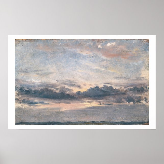 A Cloud Study, Sunset, c.1821 (Öl auf Papier auf m Poster (Vorne)