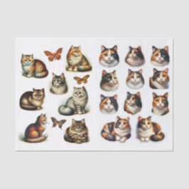 A Collection of Fussy Cuts Featuring Calico Cats Seidenpapier