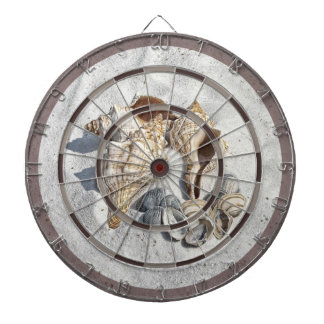 A Collection of Seashells on Sand Dart Board Dartscheibe
