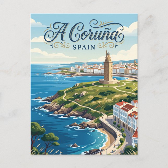 A Coruña, Spanien Postkarte (Vorderseite)