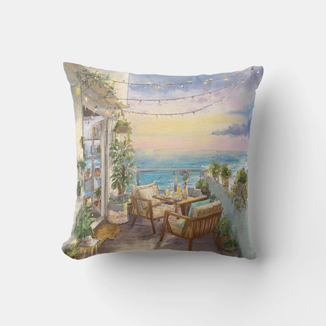 A Cosy Seaside Balcony Kissen (Vorderseite)