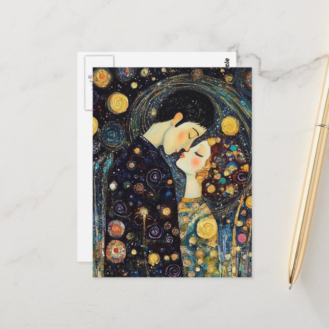 A Couple Kiss Postkarte (Vorderseite/Rückseite Beispiel)