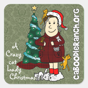 'A Crazy Cat Lady Christmas' Quadratischer Aufkleber
