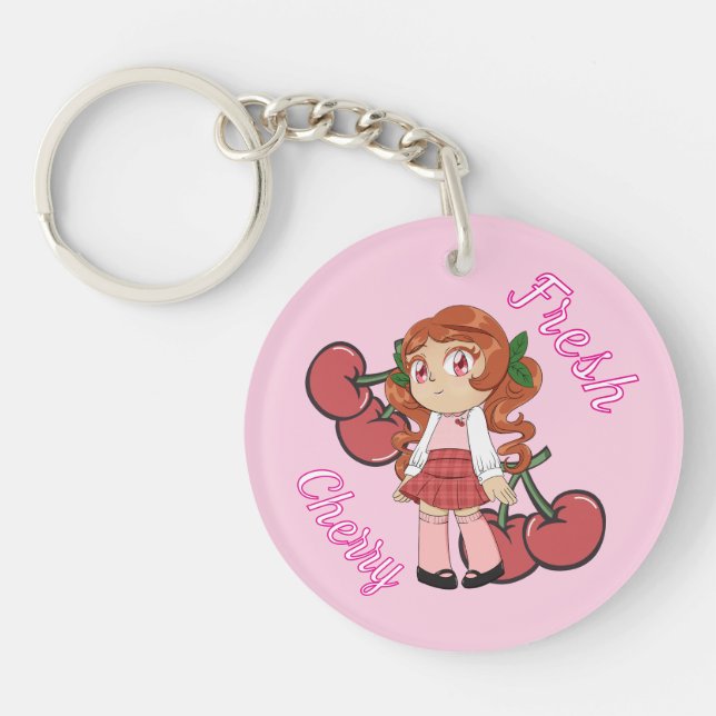 A Customized Key Chain with Cute Cherry Chibi Schlüsselanhänger (Vorderseite)