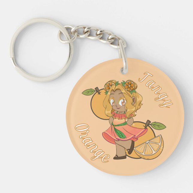 A Customized Key Chain with Cute Orange Chibi Schlüsselanhänger (Vorderseite)
