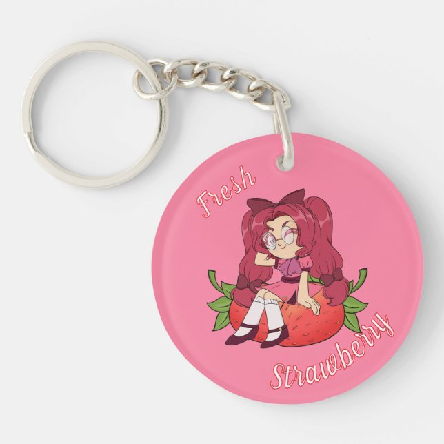 A Customized Key Chain with Cute Strawberry Chibi (Devant)