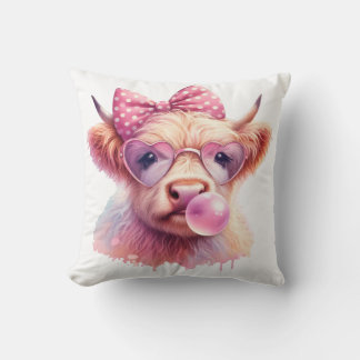 a cute colorful highland cow  kissen