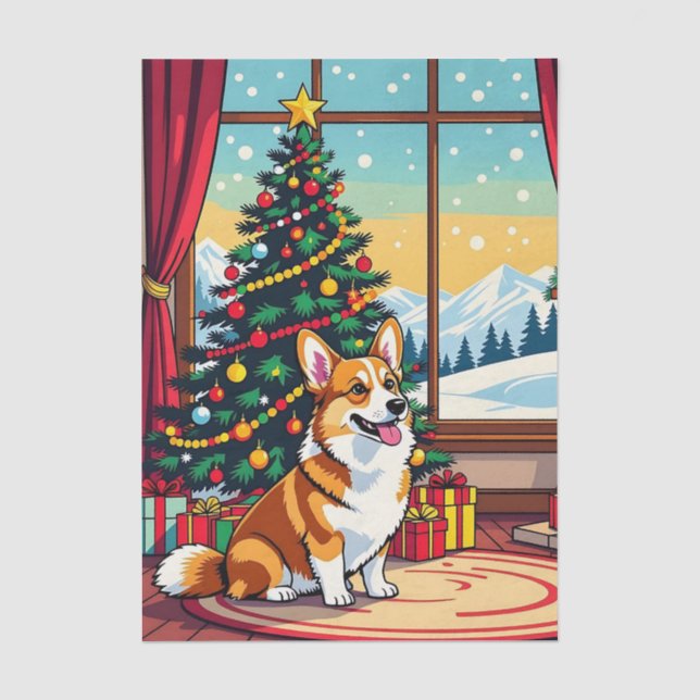 A Cute Festive Corgi Christmas Seidenpapier (Vorderseite)