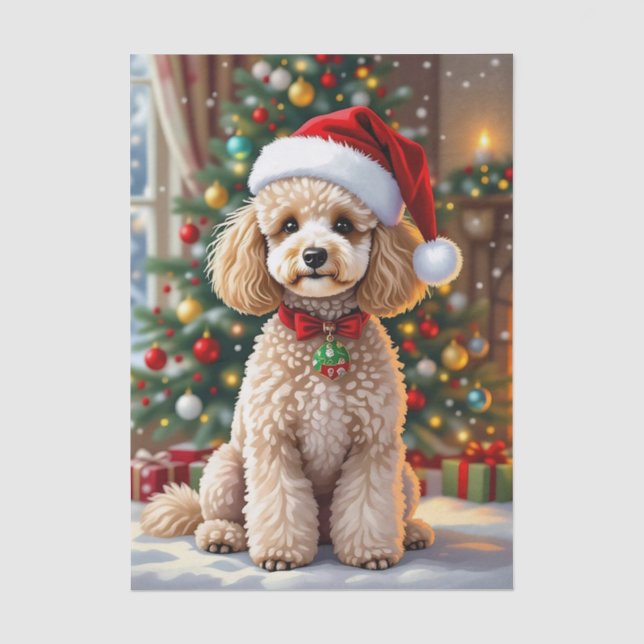 A Cute Festive Poodle Christmas   Seidenpapier (Vorderseite)