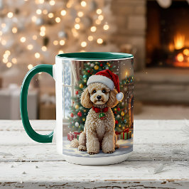 A Cute Festive Poodle Personalized Christmas  Tasse