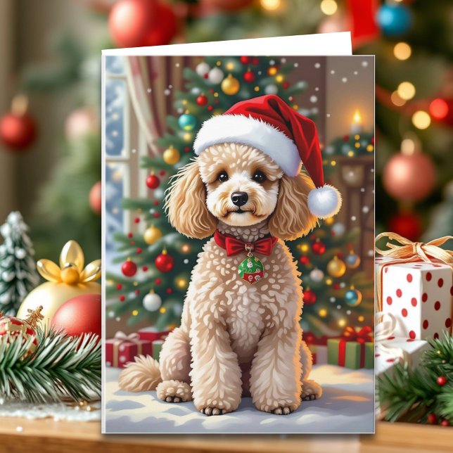 A Cute Poodle Christmas Personalized Feiertagskarte (Von Creator hochgeladen)