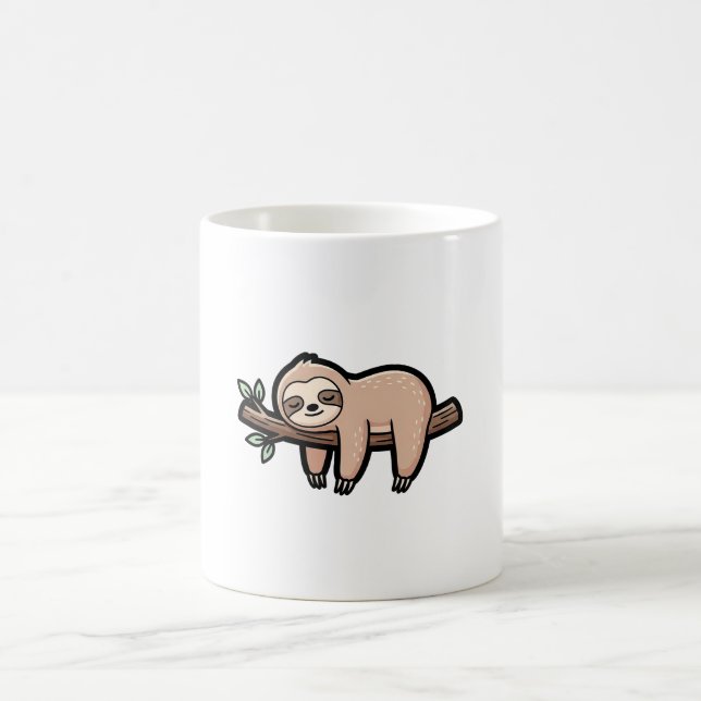 A cute sleepy sloth hanging from a branch, kawaii  kaffeetasse (Mittel)