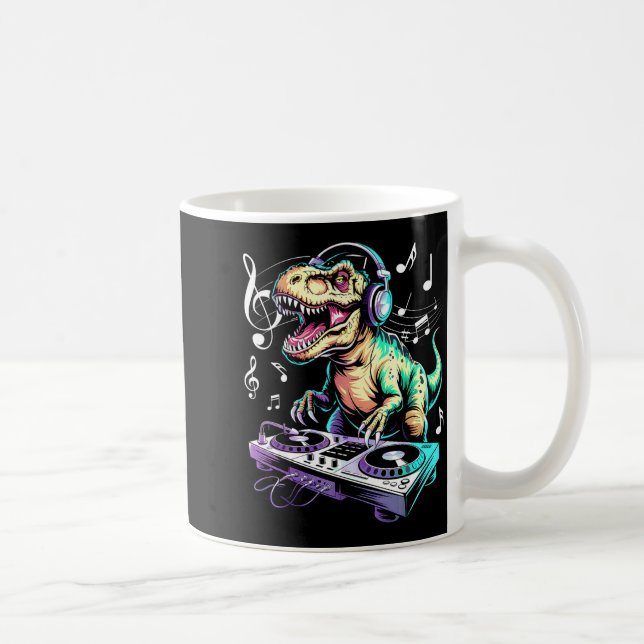 A Cute T-rex Playing Electronic Music Funny Dj Din Kaffeetasse (Rechts)