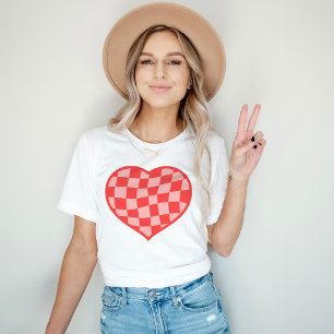 à damiers Coeur Saint Valentin T-shirt Vintage