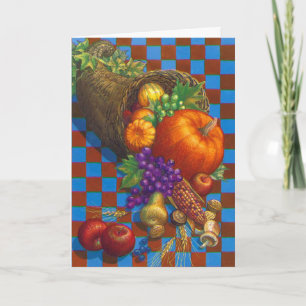 à damiers cornucopia Thanksgiving carte personnali